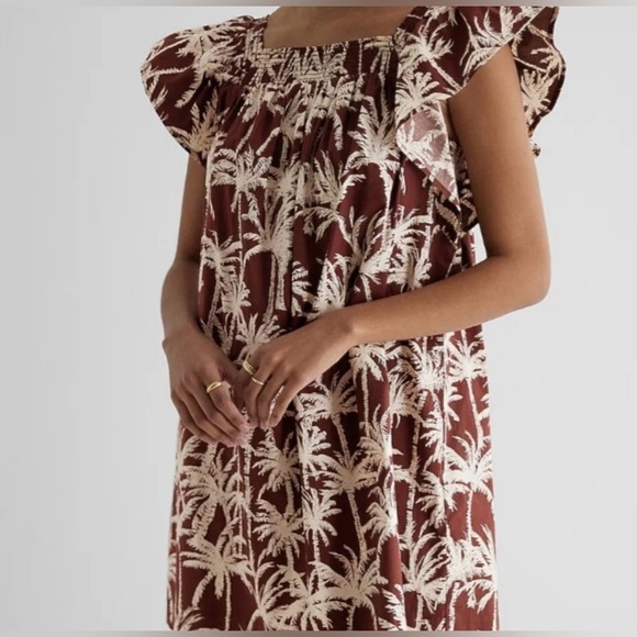 EXPRESS Brown and White Palm Tree Print dress - Picture 2 of 9